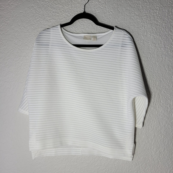 Chico's Tops - Chico's Women's 1 Medium White Dolman Sleeve Shirt Pullover Lined Casual